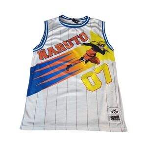 Naruto Shippuden Basketball Jersey Mens Large White Pinstripe Naruto 07 Tank Top